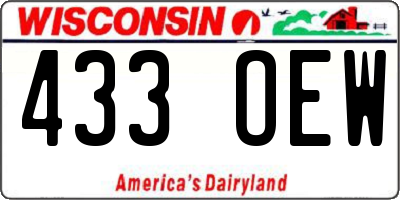 WI license plate 433OEW