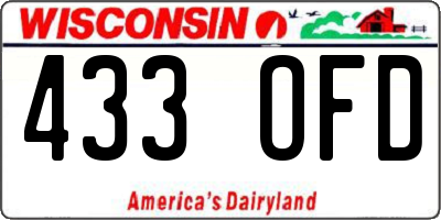 WI license plate 433OFD