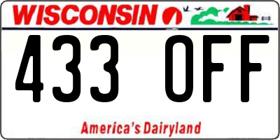 WI license plate 433OFF