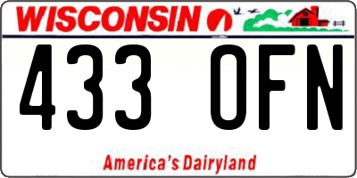 WI license plate 433OFN