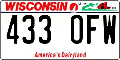 WI license plate 433OFW