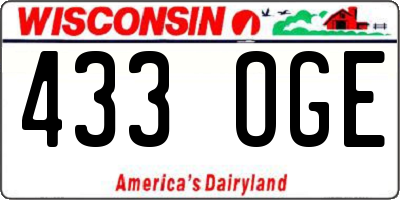 WI license plate 433OGE