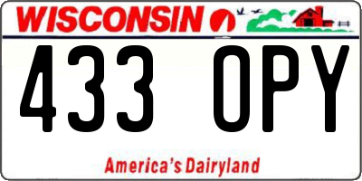 WI license plate 433OPY