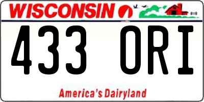WI license plate 433ORI