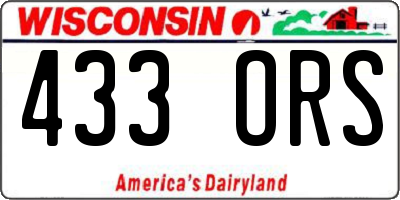 WI license plate 433ORS