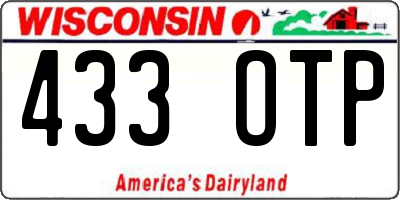 WI license plate 433OTP