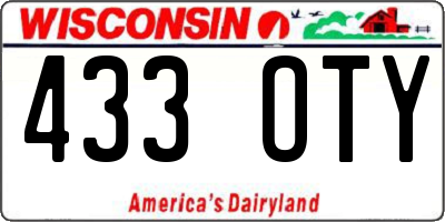 WI license plate 433OTY