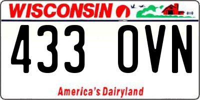 WI license plate 433OVN