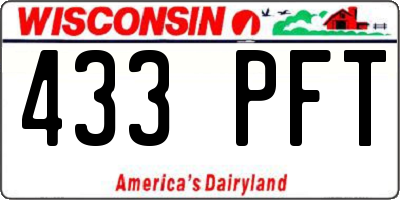 WI license plate 433PFT