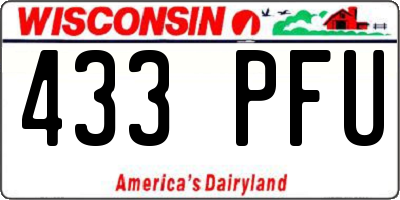 WI license plate 433PFU