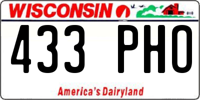 WI license plate 433PHO