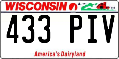 WI license plate 433PIV