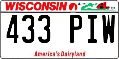 WI license plate 433PIW