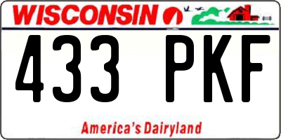 WI license plate 433PKF