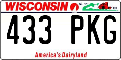 WI license plate 433PKG