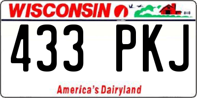 WI license plate 433PKJ