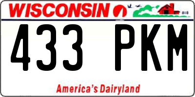 WI license plate 433PKM