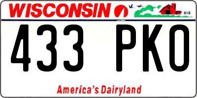 WI license plate 433PKO