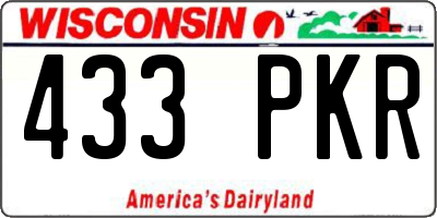 WI license plate 433PKR