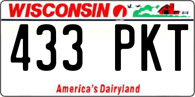 WI license plate 433PKT