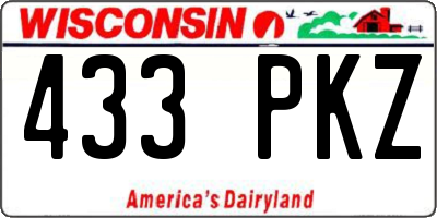 WI license plate 433PKZ