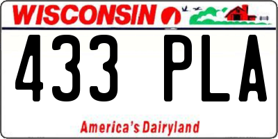 WI license plate 433PLA