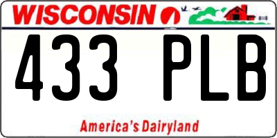 WI license plate 433PLB