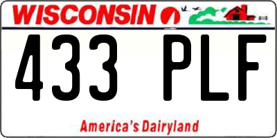 WI license plate 433PLF