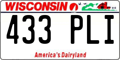 WI license plate 433PLI