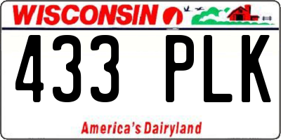 WI license plate 433PLK