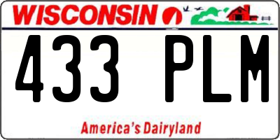 WI license plate 433PLM