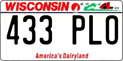 WI license plate 433PLO