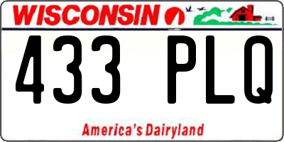 WI license plate 433PLQ