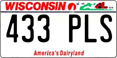 WI license plate 433PLS