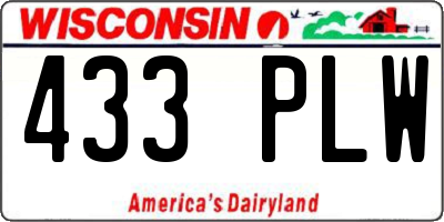 WI license plate 433PLW