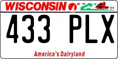 WI license plate 433PLX