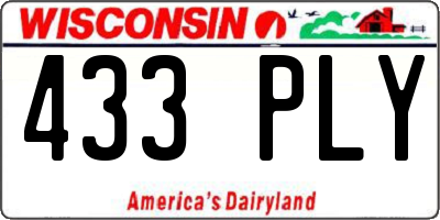 WI license plate 433PLY