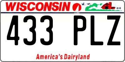 WI license plate 433PLZ