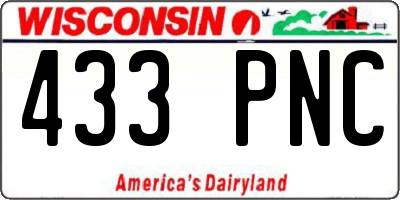 WI license plate 433PNC