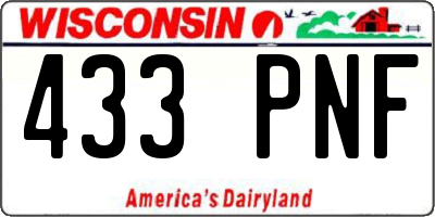 WI license plate 433PNF