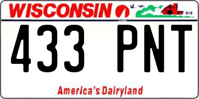 WI license plate 433PNT