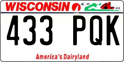 WI license plate 433PQK