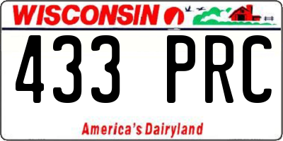 WI license plate 433PRC