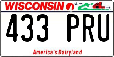 WI license plate 433PRU