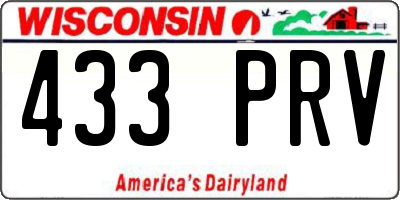 WI license plate 433PRV