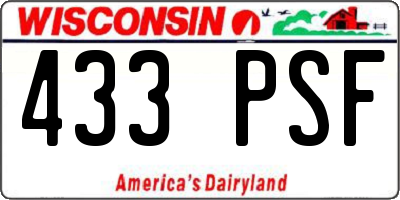 WI license plate 433PSF
