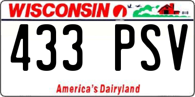 WI license plate 433PSV