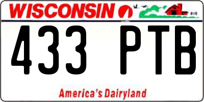 WI license plate 433PTB