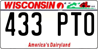 WI license plate 433PTO
