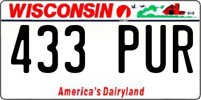 WI license plate 433PUR